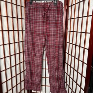 Red plaid fleece soft pajama pants w pockets